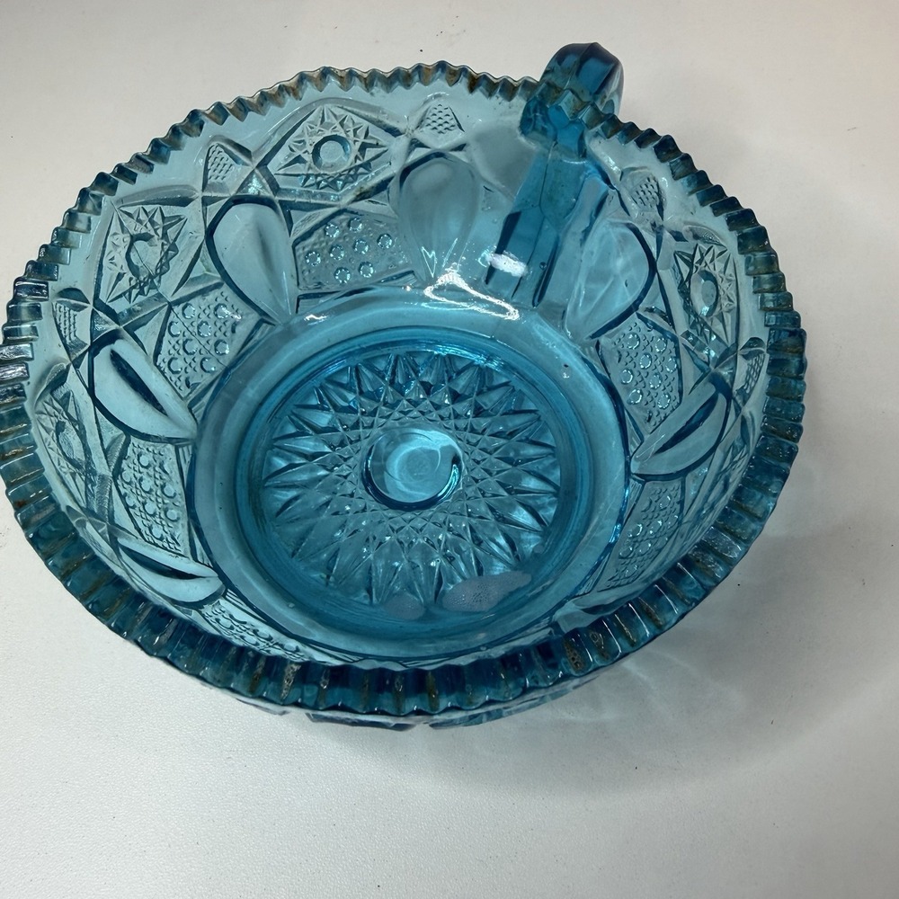 Vintage 1950s Kemple McKee Aztec Blue Nappy Dish Pattern 96 Handled Bowl
